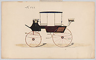 Design for Ten Seat Drag, no. 323, Brewster &amp; Co. (American, New York), Pen and ink, watercolor and gouache with gum arabic