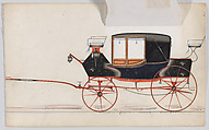 Design for Britzka, Brewster &amp; Co. (American, New York), Pen and black ink, watercolor and gouache with gum arabic