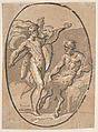 The contest between Apollo and Marysas, Niccolò Vicentino (Italian, active ca. 1510–ca. 1550), Chiaroscuro woodcut from four blocks in brown