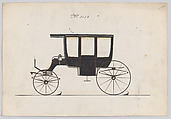 Design for 6 seat Rockaway, no. 3158, Brewster & Co. (American, New York), Pen and black ink with gold