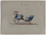 Design for Victoria Sleigh, no. 3736, Brewster & Co. American, Pen and black ink, watercolor and gouache with gum arabic