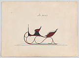 Design for Victoria Sleigh, no. 3551, Brewster & Co.  American, Pen and black ink, watercolor and gouache with gum arabic.