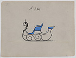 Currical Sleigh with Rumble Seat # 3811, Brewster & Co. American, Pen and black ink watercolor and gouache