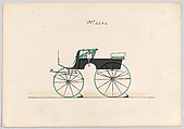 Design for T-Cart, no. 3266, Brewster & Co.  American, Pen and blac k ink, watercolor and gouache with gum arabic