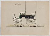 Design for T-Cart, no. 3903, Brewster & Co. (American, New York), Pen and black ink, waterolor ad gopuache with gum arabic and metallic ink