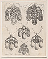 Design for Pendants, Plate 4 from 'Livre des Ouvrages d'Orfevrerie', Gilles Légaré  French, Engraving; 2nd state with plate numbers