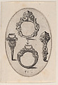 Designs for Four Rings, Plate 31 from 'Livre d'Aneaux d'Orfevrerie', Pierre Woeiriot de Bouzey II French, Engraving