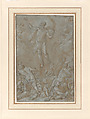 The Resurrection, Santi di Tito Italian, Pen and brown ink and wash over black chalk, heightened with white, on blue paper