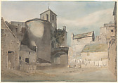 Fortified entrance to a Welsh town (East gate of Caernarvon), John Varley British, Watercolor and graphite