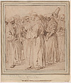 A Group of Standing Monks and other Figures, Jan Lievens Dutch, Pen and brown ink