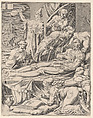 The Rich Man on His Deathbed, plate 2 from "The Parable of Lazarus and the Rich Man", Dirck Volckertsz Coornhert  Netherlandish, Engraving and etching