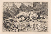 The Blood of Giants illustration for Louis Bouilhet's sonnet in "Sonnets and Etchings", J. Bouilhet French, Etching
