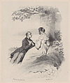 Man Proposing to a Woman whose Face is Hidden by Hair, Célestin Nanteuil French, Lithograph