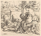 Delilah holding Samson's hair and a pair of scissors, Giuseppe Caletti, called Cremonese (Italian, active Ferrara, 1600–1660), Etching