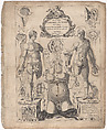 A Survey of the Microcosme or the Anatomie of the Bodies of Man and Woman wherein the Skin, Veins, Nerves, Muscles, Bones, Sinews and Ligaments Thereof are Accurately Delineated, and so Disposed by Pasting, as that Each Part of the Said Bodies Both Inward and Outward are Exactly Represented. Useful for all Doctors, Chyrurgeons, Statuaries, Painters, &c., Johann Remmelin (German, 1583–1632), Engraving and letterpress text