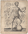 A Survey of the Microcosme or the Anatomie of the Bodies of Man and Woman wherein the Skin, Veins, Nerves, Muscles, Bones, Sinews and Ligaments Thereof are Accurately Delineated, and so Disposed by Pasting, as that Each Part of the Said Bodies Both Inward and Outward are Exactly Represented. Useful for all Doctors, Chyrurgeons, Statuaries, Painters, &c., Johann Remmelin (German, 1583–1632), Engraving and letterpress text