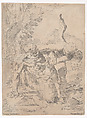 Pan and Cupid, Flaminio Torre (Torri) Italian, Etching