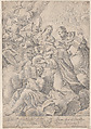 A male saint kneeling before the Christ child, Carlo Antonio Forti Italian, Etching