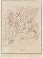 The Holy Family with the infant Saint John the Baptist, and other saints and angels, Giuseppe Canale Italian, Etching