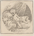 Putto reclining on a bed, Giuseppe Canale Italian, Etching