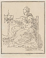 Seated woman winding yarn, Giuseppe Canale Italian, Etching