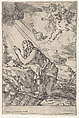 Penitent Magdalen kneeling on a rocky ground before a skull and bones, an ointment jar lies in the left foreground, rays of light and winged putti descend from above, Giulio Carpioni (Italian, Venice 1613–1678 Venice), Etching