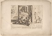 Episode 1: Saint Bernardino's parents pray to God for a son; Episode 2: The Birth of Saint Bernardino; Episode 3: The Young Saint Bernardino performs an act of mercy, from "The Life of Saint Bernardino of Siena", Bernardino Capitelli  Italian, Etching