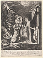The Mocking of Ceres: a nocturnal scene with Ceres drinking from a jug of water given to her by Stellio at right, Bernardino Capitelli  Italian, Etching