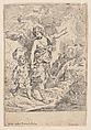 A guardian angel walking hand in hand with a young child, Giulio Carpioni  Italian, Etching