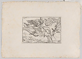 Air, represented by Iris reclining on her rainbow, accompanied by a winged putto bearing a torch and another winged putto riding an eagle, from "The Elements", Giulio Carpioni Italian, Etching