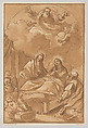 The Death of Saint Anne, Andrea Scacciati  Italian, Etching with brown wash