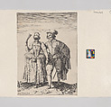 A couple walking, the woman at left wears a mask and carries a fan, Bernardino Curti  Italian, Etching and engraving