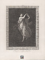 A bacchante, a garland on her head, and playing cymbals, set against a black background inside a rectangular frame, Aloysio Cunego (Italian, Verona 1757–1823 Rome), Engraving