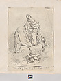 Virgin and Child seated on clouds with Saint Philip Neri at left, Giuseppe Canale  Italian, Etching