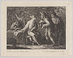 Scene with tailors and beggars, Pellegrino dal Colle Italian, Etching and engraving