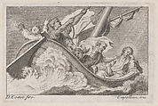 Christ on a boat with fishermen, Antonio Capellan Italian, Etching