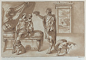 Mars offering a floral wreath to Venus, Stefano Mulinari  Italian, Etching and aquatint