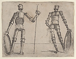Plate 20: two figures composed of pipes and sieves from 'Bizzarie di varie figure', Giovanni Battista Bracelli  Italian, Etching