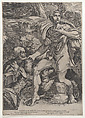 Saint Roch with a donor and a dog at left, Francesco Brizio Italian, Engraving