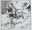 The Blacksmith Chooses Ye Raven and Runs Away With It, for "The Wonder Clock", Howard Pyle American, Pen and black ink
