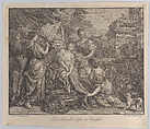 Bathsheba at her bath, with attendants surrounding her, Pierre Jacques Gaultier  French, Etching