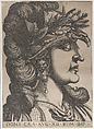 Plate 12: Domitian in profile to the right, from "The Twelve Caesars", Anonymous, Etching and engraving