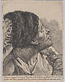 Man in a fur hat holding a musket, looking upwards; after Giovanni Battista Piazzetta, James Bretherton  British, Etching