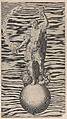 Allegorical figure of a warrior standing on a globe with the papal coat of arms at his feet, Aegidius Sadeler II  Netherlandish, Engraving