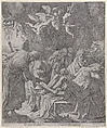Christ being laid into the sepulcher as the Virgin stands weeping behind, Pasquale Ottino (Pasqualotto)  Italian, Etching