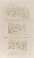 Three separate studies for the miracles of the loaves, showing Christ standing in different positions surrounded by a large crowd; from 'Recueil d'estampes d'après les plus beaux tableaux et d'après les plus beaux desseins qui sont en France, Cabinet Crozat' after drawings by Perino del Vaga, Anne Claude Philippe de Tubières, comte de Caylus  French, Etching