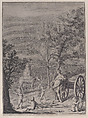 A woman standing against a cannon at right, putti in the foreground, and an elephant with a tower on its back in the background at left, from 'Danubius Pannonico-Mysicus' (Volume 3), Jacob Houbraken Dutch, Etching