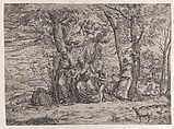 The rest on the flight into Egypt, Martino Rota  Italian, Engraving