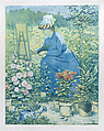 Jeanne Gonzales Painting in the Garden, Henri Charles Guérard  French, Color drypoint, roulette and aquatint on wove paper; seventh state of seven