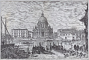 The church of Santa Maria della Salute seen across the water with gondolas in the foreground, Michele Marieschi Italian, Etching